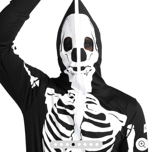 Tipsy Elves Skeleton Costume Jumpsuit Full Zip Black White Large L Unisex Pajama - Picture 11 of 13